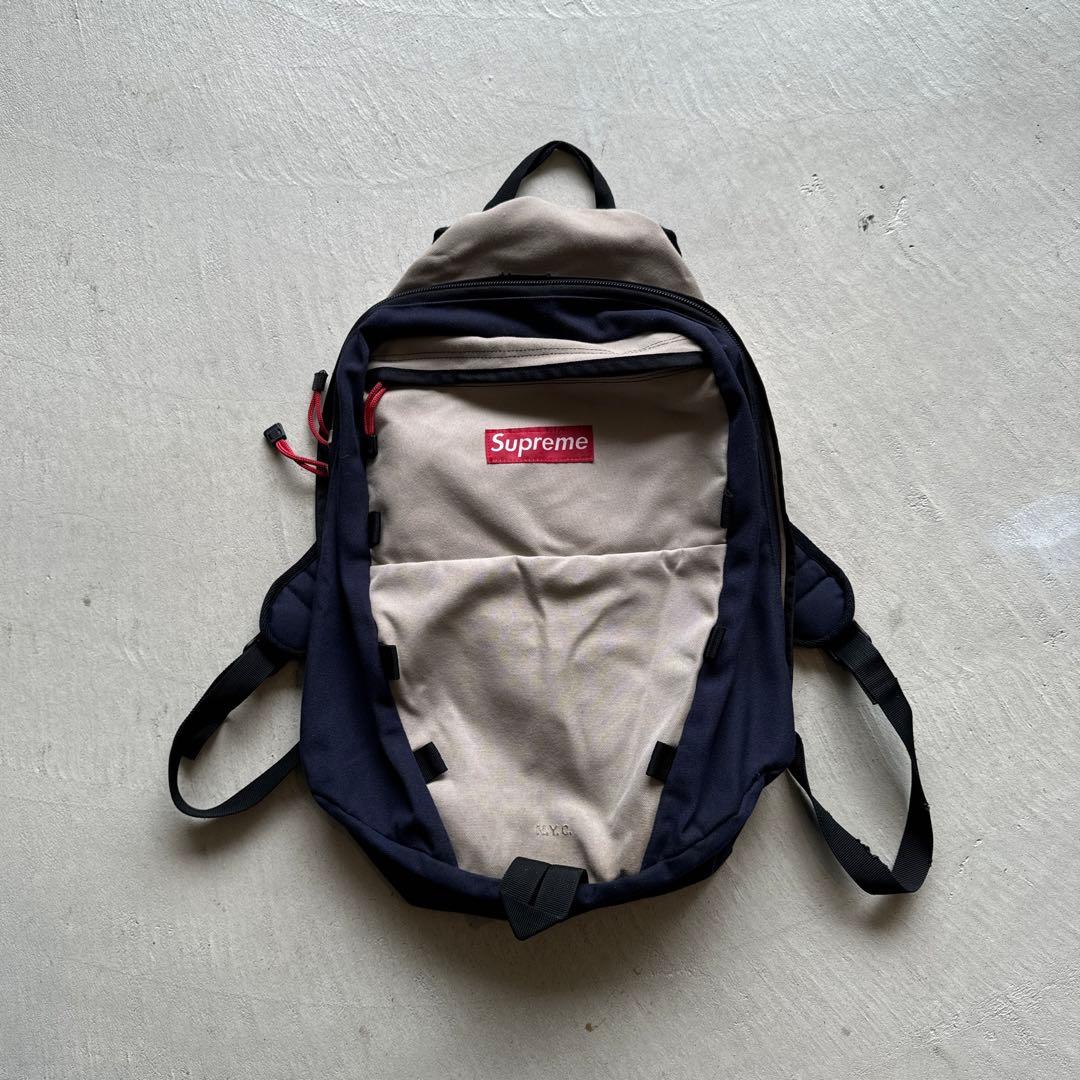 バッグ supreme beige navy backpack box logo
