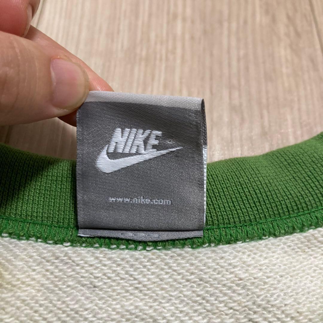 00s NIKE ゴツナイキロゴ刺繍ラグランスウェット 表記L 銀タグ　カマボコ