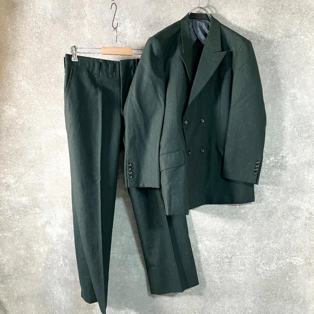 70-80s テイラーメイド　セットアップ　ダブル　スラックス　グリーン