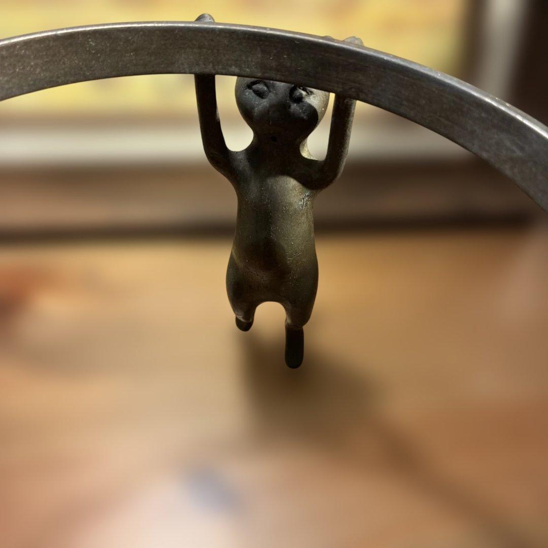 銅製 五徳 三猫 猫 火鉢 囲炉裏 茶道具 鍋置き 蓋置 金属工芸 三匹猫