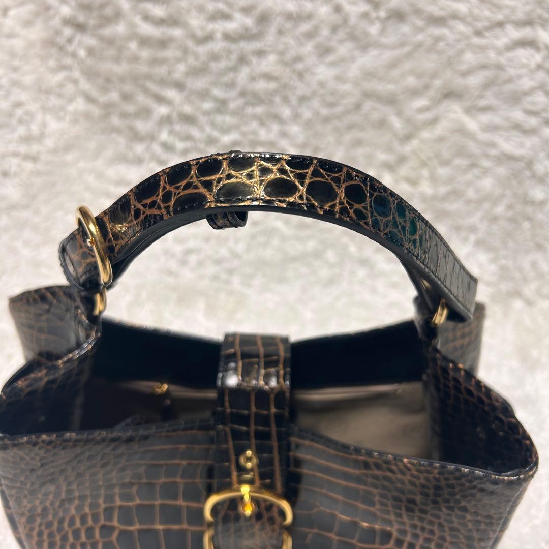 【美品】JRAタグ付 GRES リアル クロコダイル ハンドバッグ