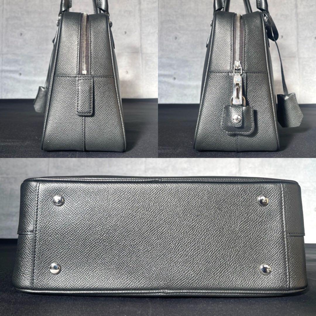 専用品WAKO 銀座和光 サフィアーノ ブラック シルバー金具ハンドバッグ