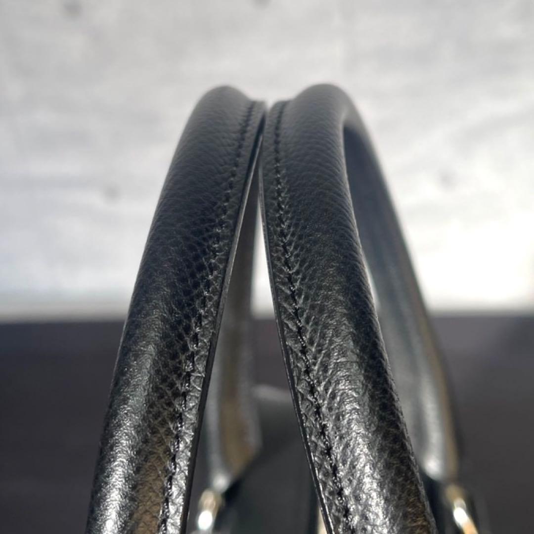 専用品WAKO 銀座和光 サフィアーノ ブラック シルバー金具ハンドバッグ