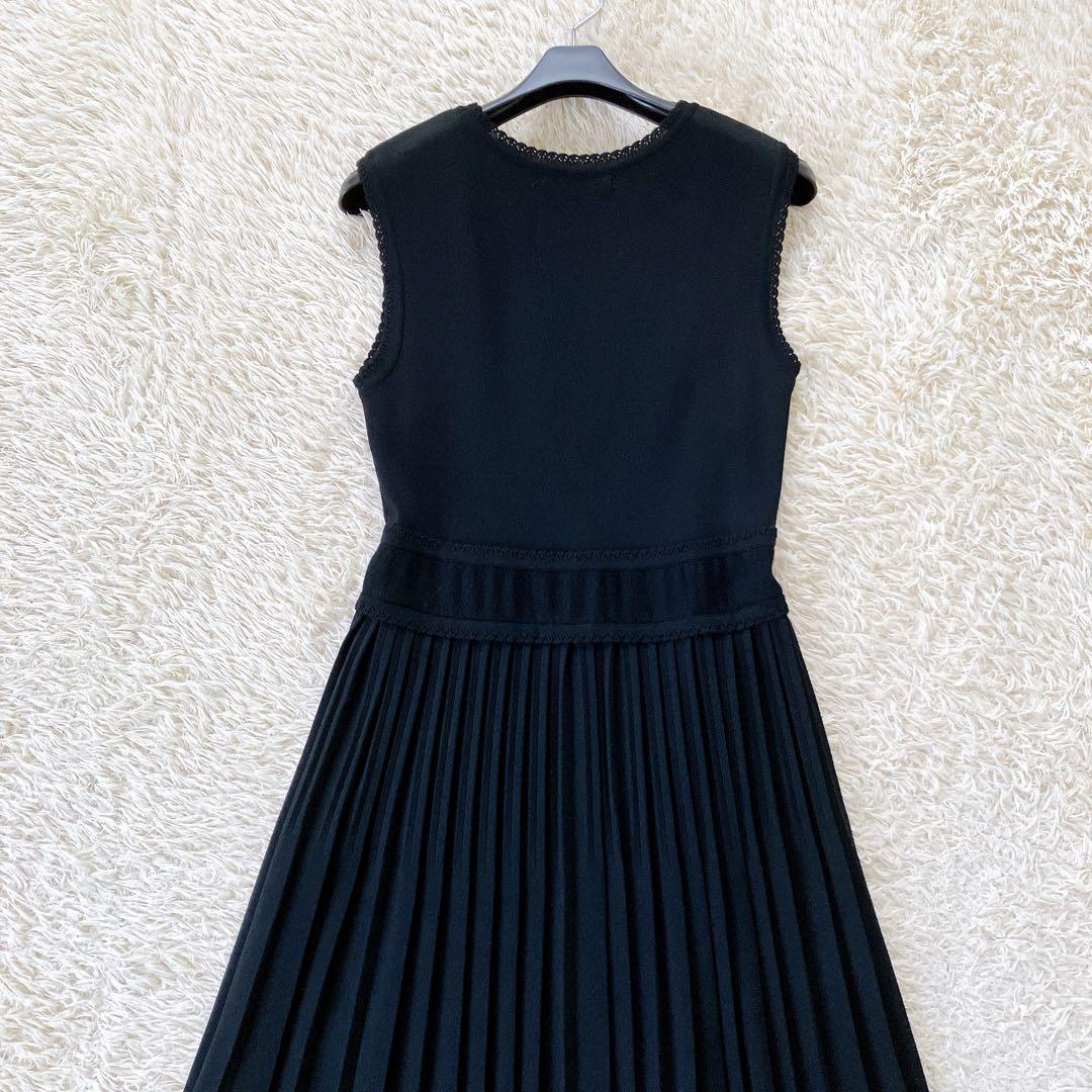 美品✨2020 Rene スカラップフリル ニットワンピース プリーツ 34 黒