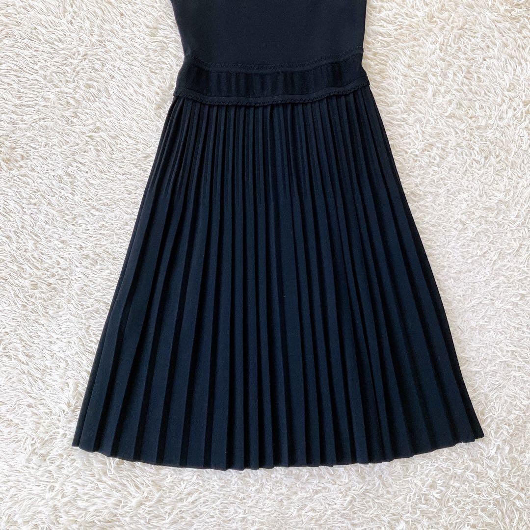 美品✨2020 Rene スカラップフリル ニットワンピース プリーツ 34 黒