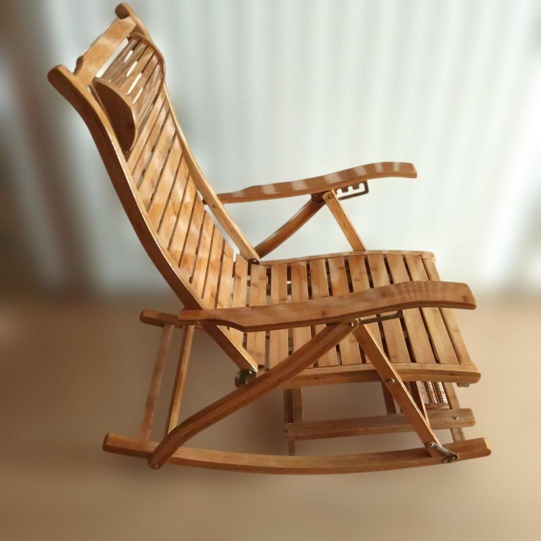 竹製チェア 折りたたみ式の竹製 ロッキングチェア 快適