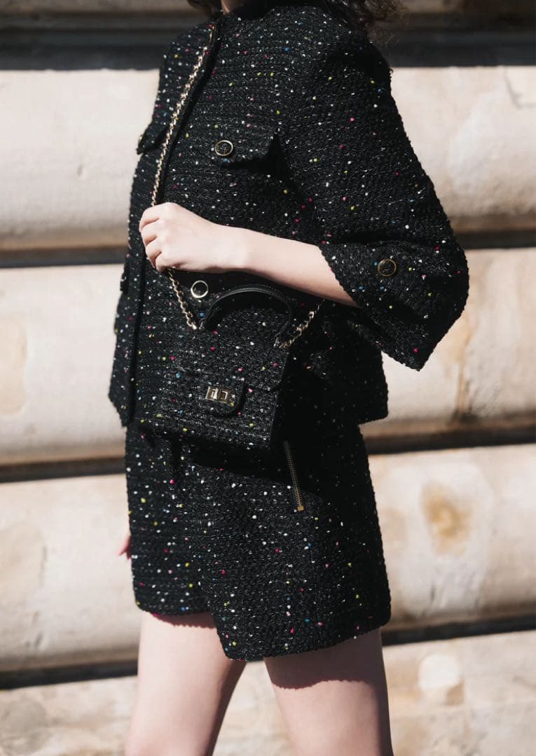 新品　sheller Dot tweed zip short pants M