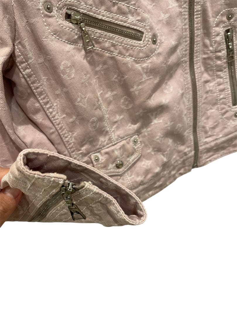 【Louis Vuitton 】ピンクデニムライダースジャケット 36