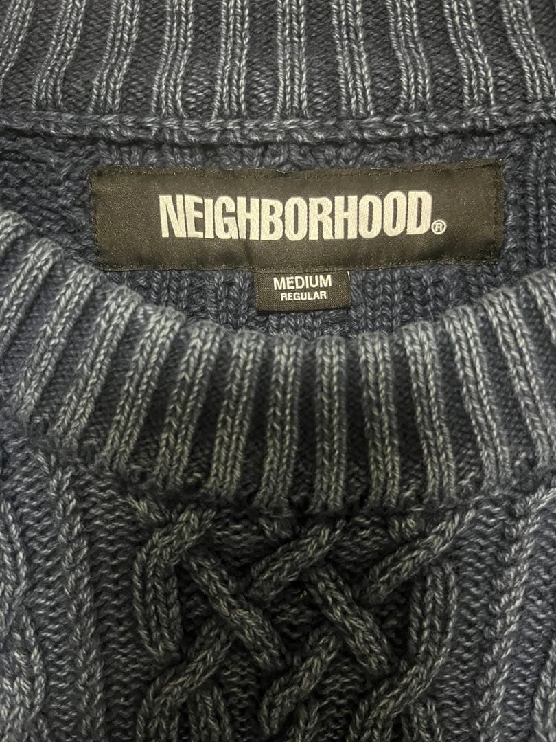 NEIGHBORHOOD CREWNECK CABLE SWEATERブルーM
