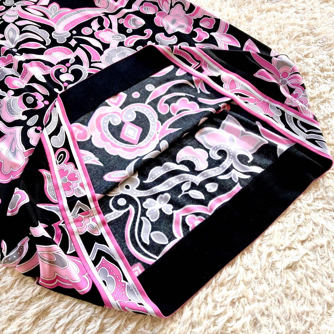 【現行タグ】レオナール カンカン チュニック フラワートリム 花柄 幾何学模様