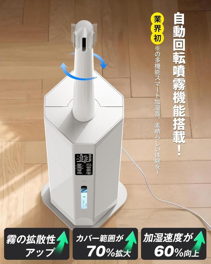 大容量加湿器 2025新機能 首振り 除菌 保湿 チャイルドロック 手入れ簡単