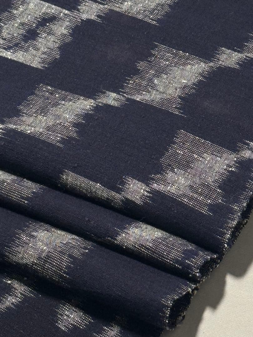 [ちびまるこ] 綿　反物　藍染　藍色　絣　紺　青　証紙付き　紬