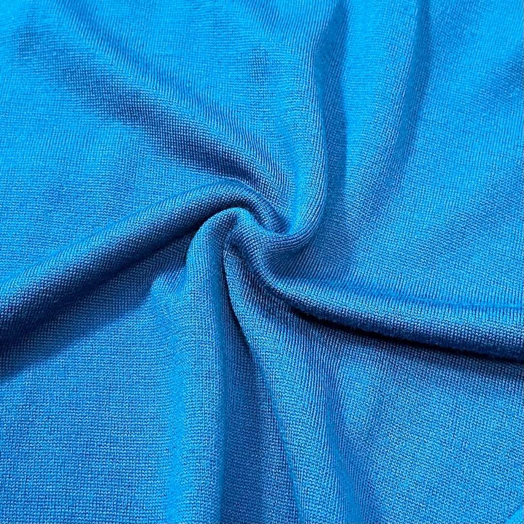 希少色 現行◎ジョンスメドレー モックネックセーター ウール メンズ ブルー M