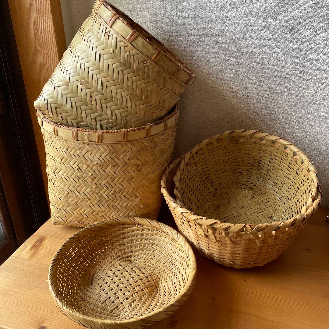 竹ざる　竹籠　5個セット