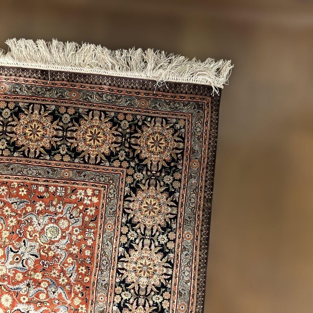 ペルシャ絨毯　宗教的建物細密刺繍ラグ 超美品2100 X1435mm