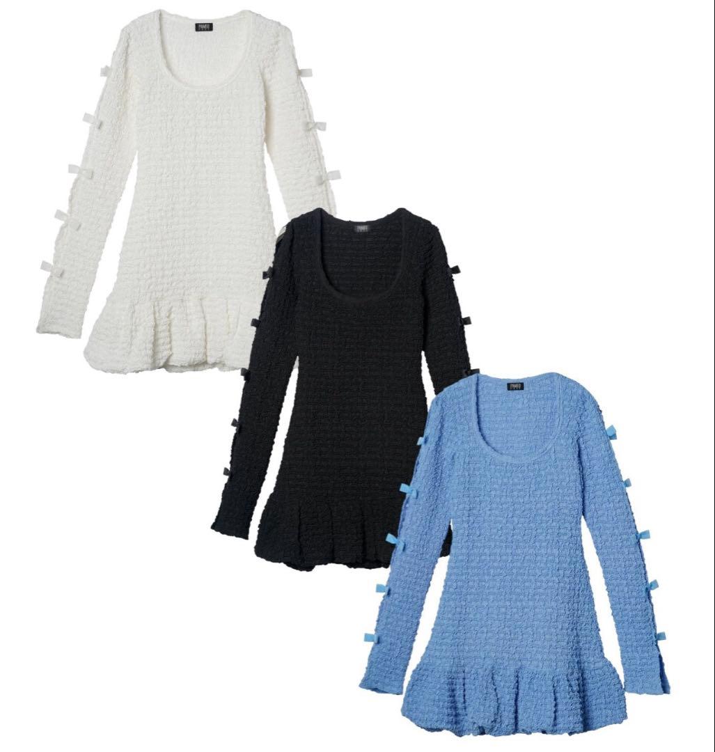 25SS 新品タグ付 パメオポーズ ギャザリングパフミニドレス ワンピース 黒