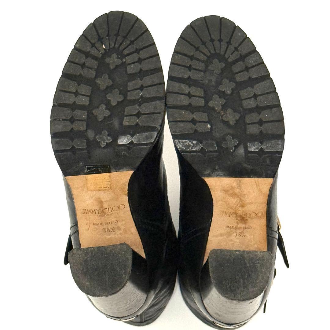 ジミーチュウ エンジニアブーツ サイズ38 1/2 サイドベルト ゴールド金具