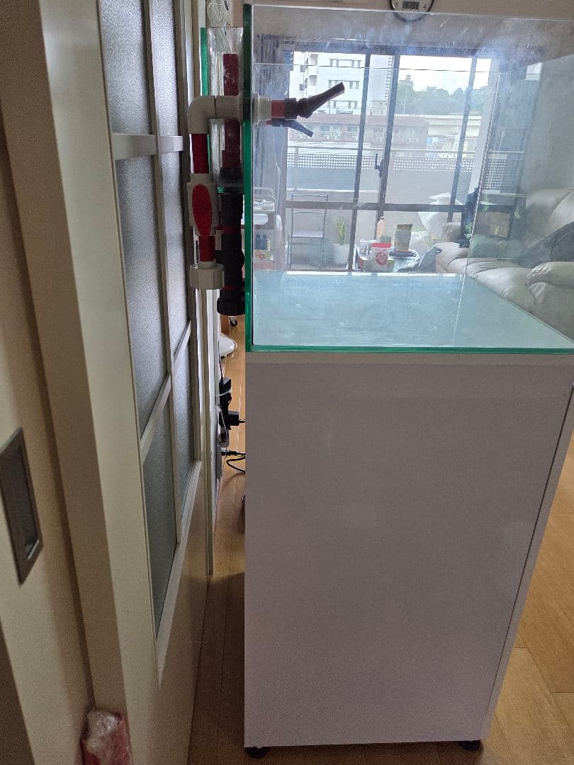 オーバーフロー水槽 透明ガラス 上部フィルター付き