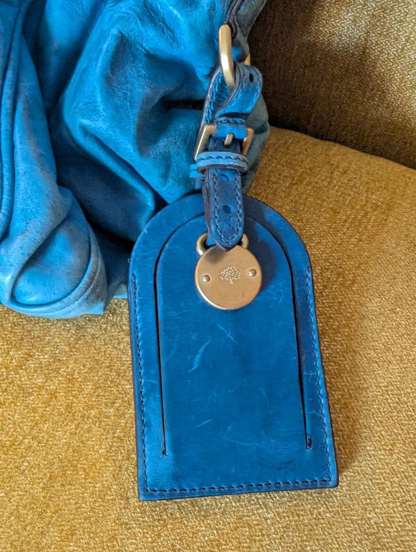 MULBERRY青いレザー ボストンバッグ 388085