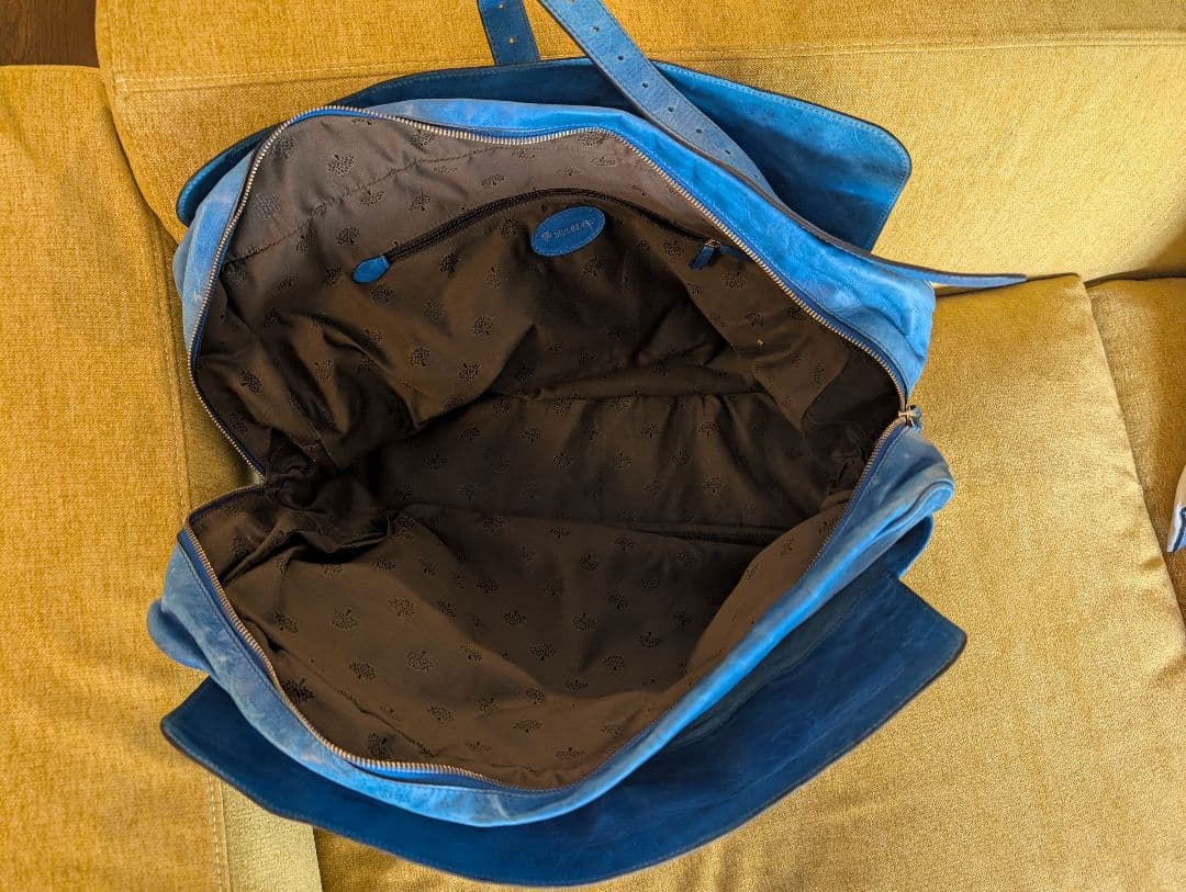 MULBERRY青いレザー ボストンバッグ 388085