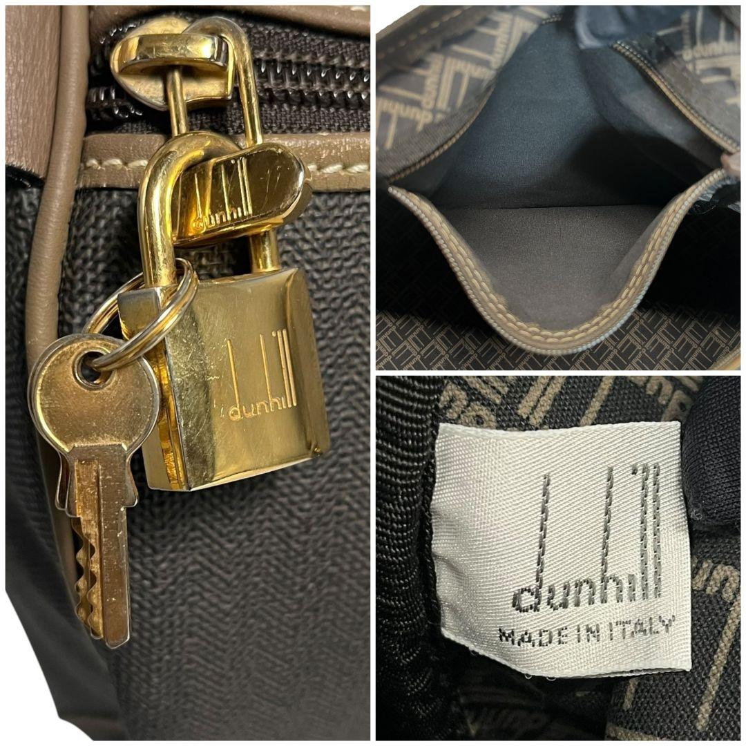 美品　ダンヒル　大容量　ボストンバッグ　旅行バッグ　PVC　レザー　腕掛　南京錠