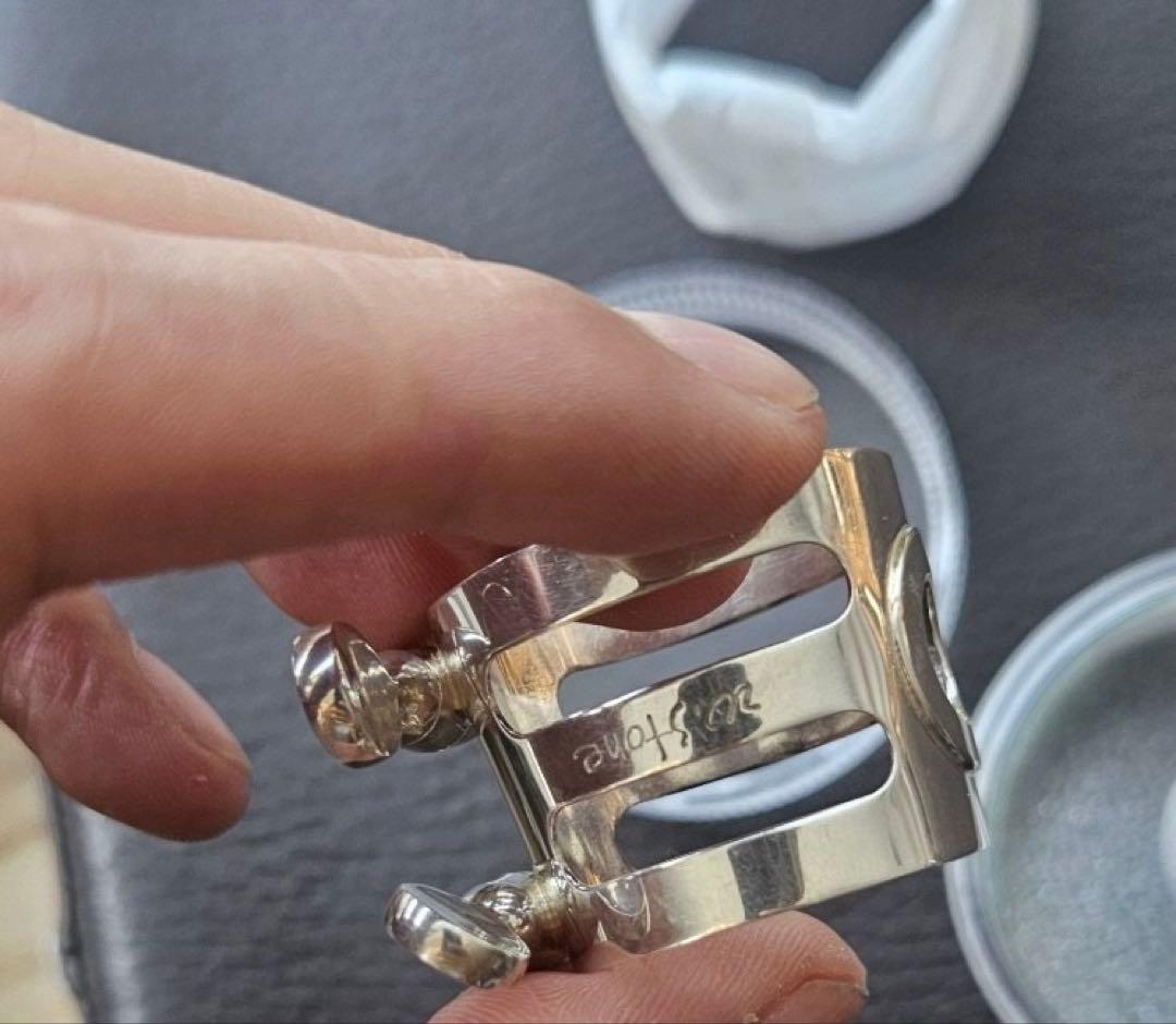 【早い者勝ち】ウッドストーンＢ♭クラリネットリガチャー 総銀　ソリッドシルバー