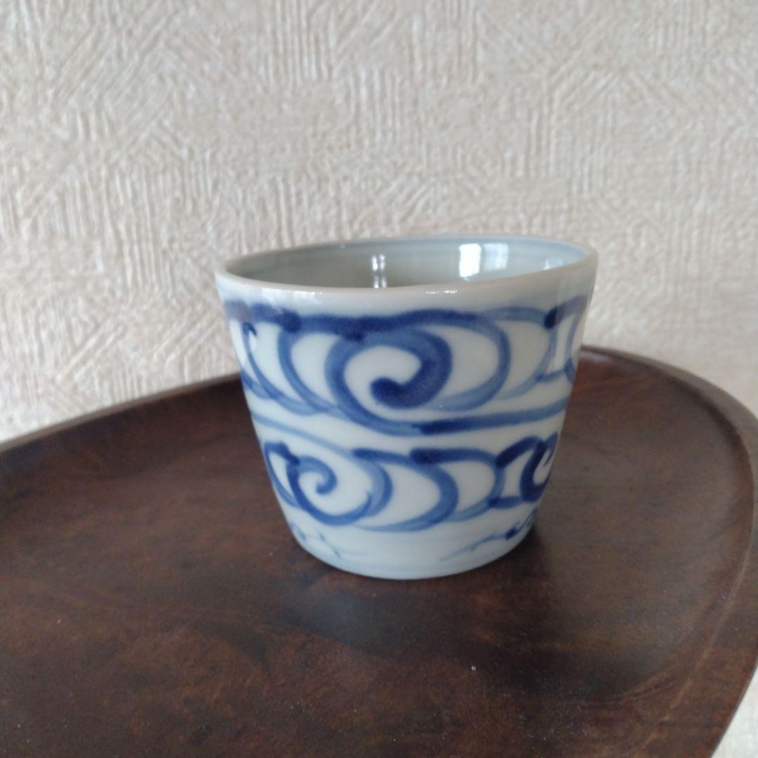 古伊万里染付渦潮文蕎麦猪口江戸時代