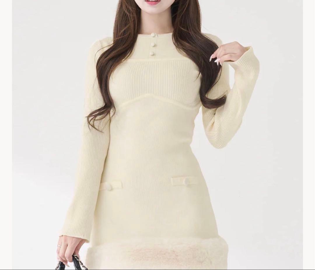 ビジューケープニットミニワンピース IVO