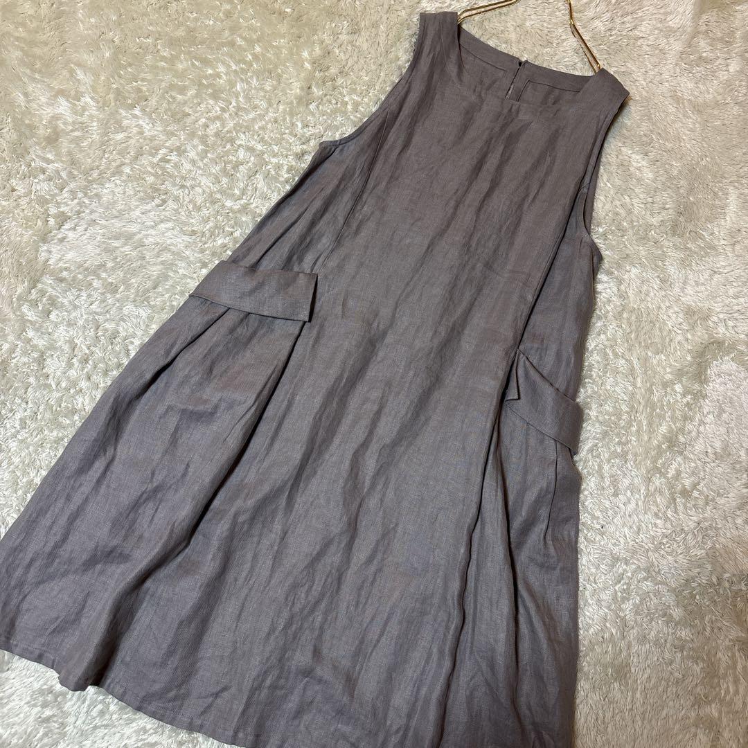 美品＊根々　ネネ　リネンワンピース　麻100 高級　日本製　洗濯可　石見銀山