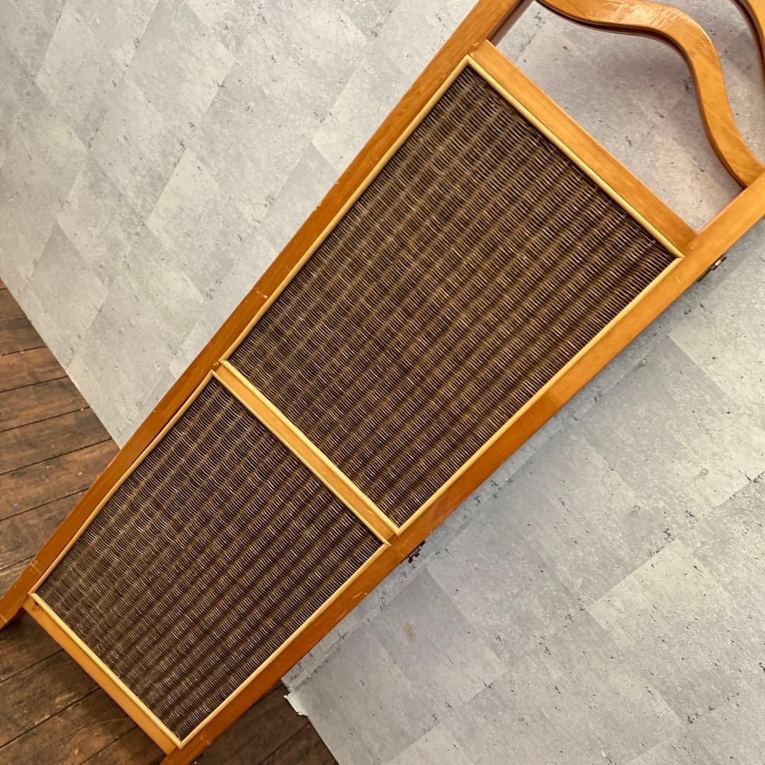 昭和レトロ エスニック 木製 3連 ラタンパーテーション 間仕切り 仕切り