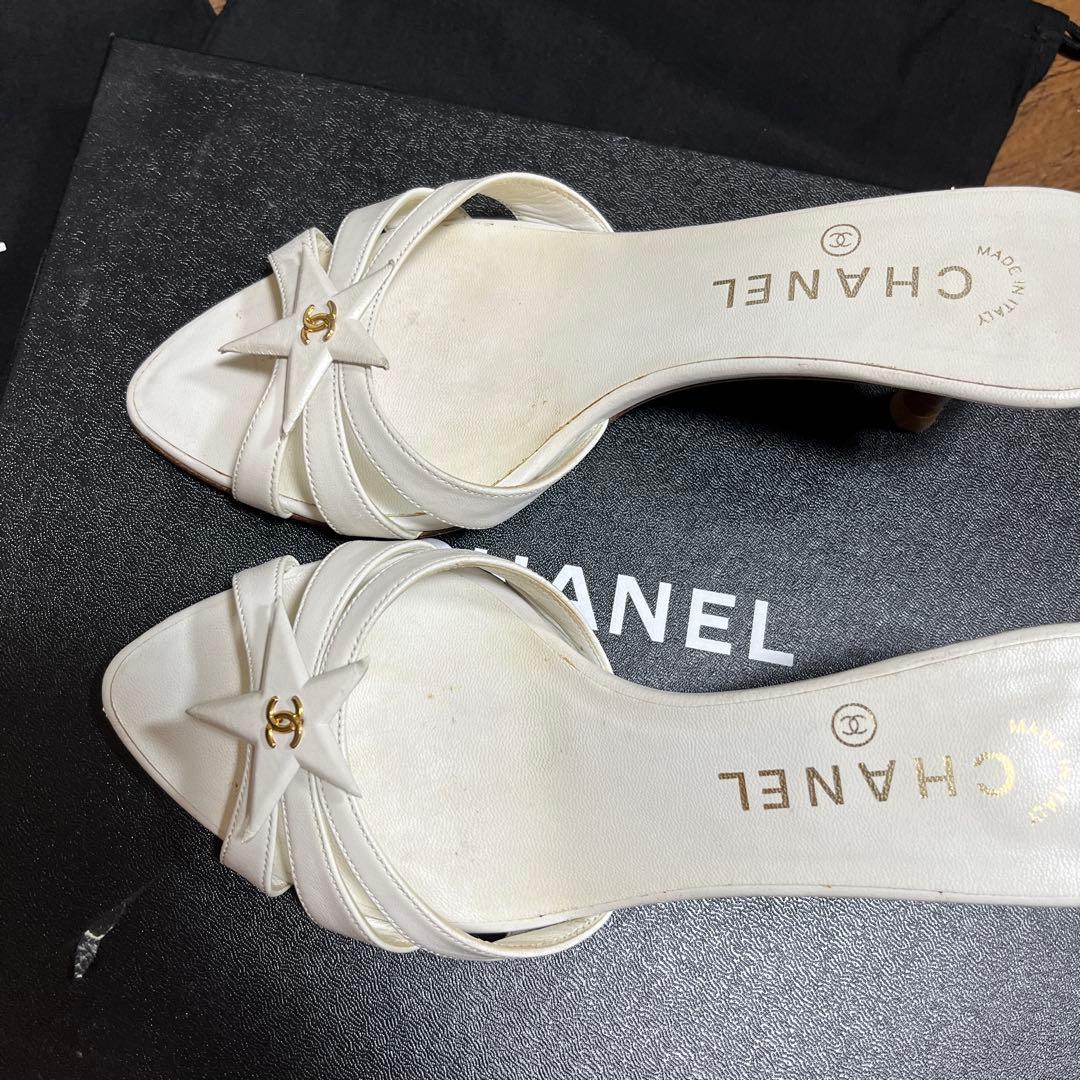 CHANEL ホワイト サンダル 中ヒール36C