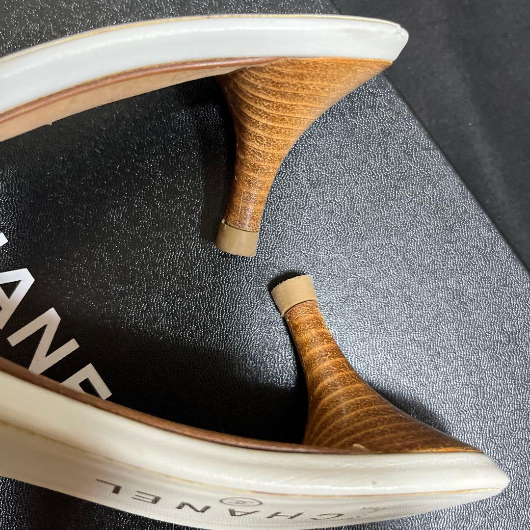 CHANEL ホワイト サンダル 中ヒール36C