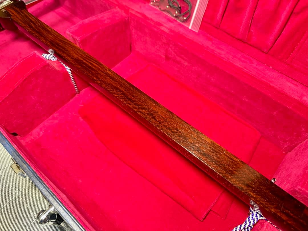 【虎杢】津軽三味線 金細 K9 綾杉胴 極上 トチ 紅木 糸巻 胴掛 美品 太棹