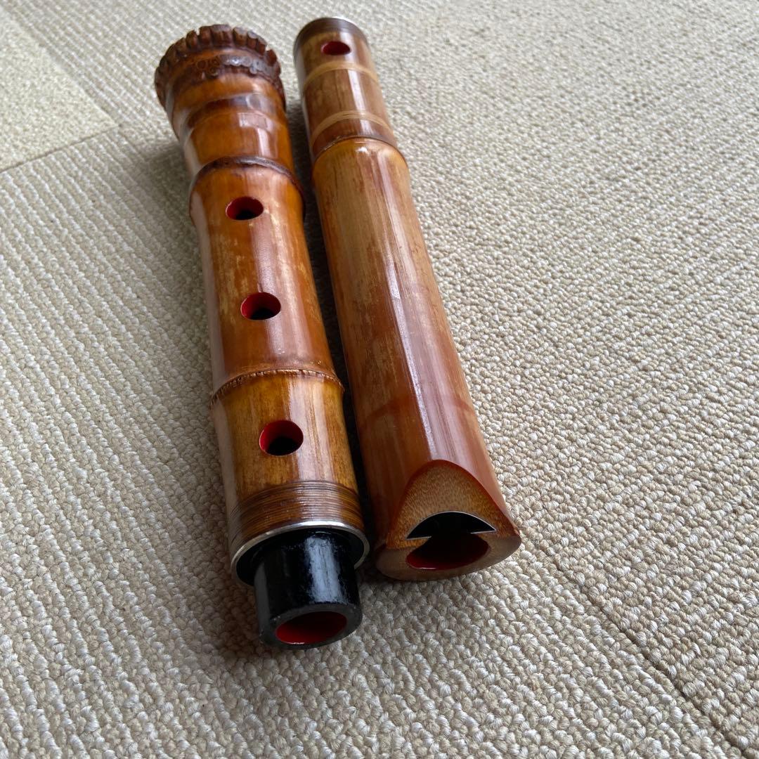 181尺八　一尺六寸管　銘眞山　ニ印