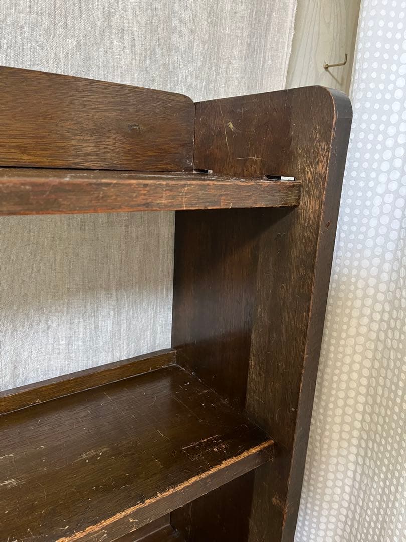 あ*た様 ヒビ割れあり　古い　本棚　くさび　136センチ　無垢　民藝　アンティー