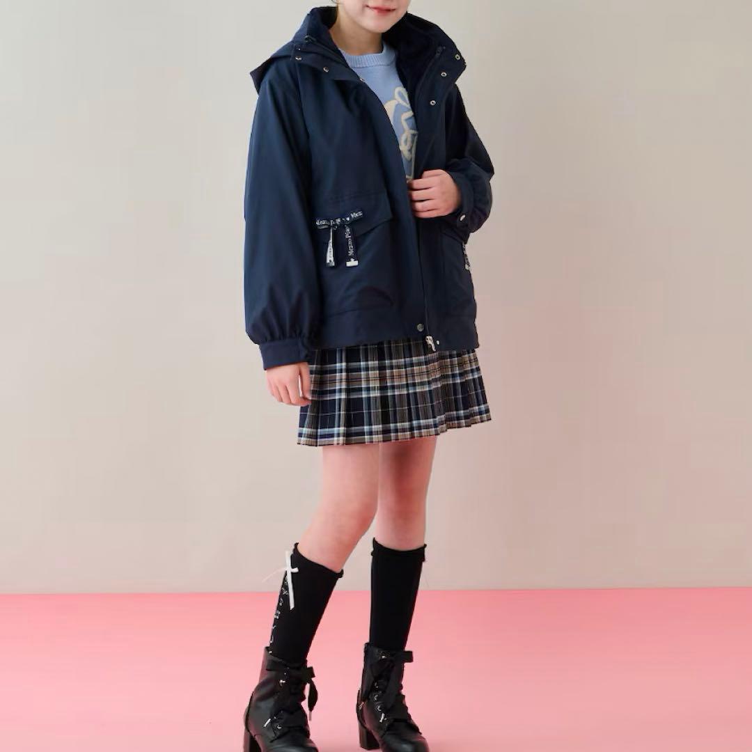 メゾピアノ新品新作タグ付き【撥水】ロゴリボン3WAYマウンテンパーカ150