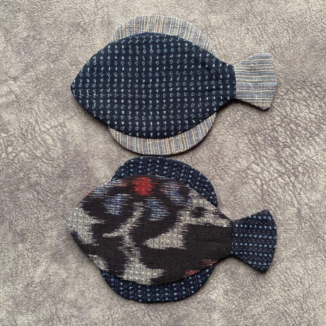 カレイのコースターハンドメイド(No.92)小12匹と(No.94 )小 2匹