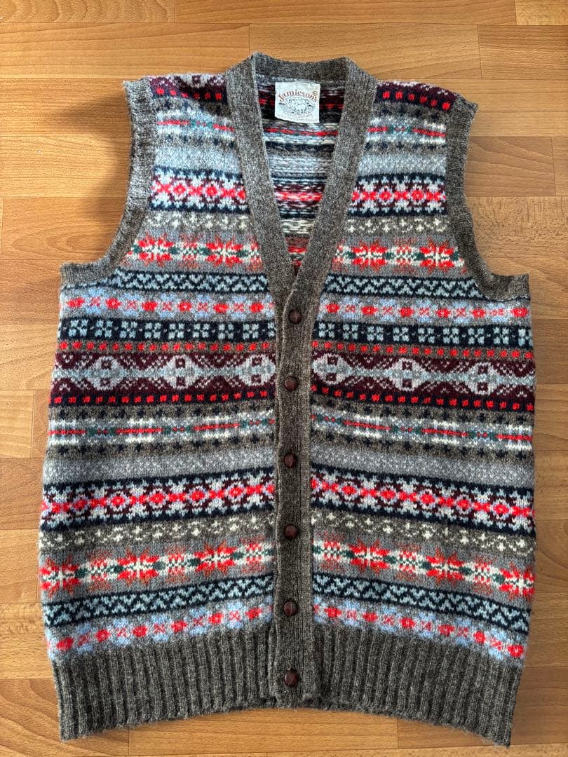 Jamieson's フェアアイル柄 ニットベスト　XL