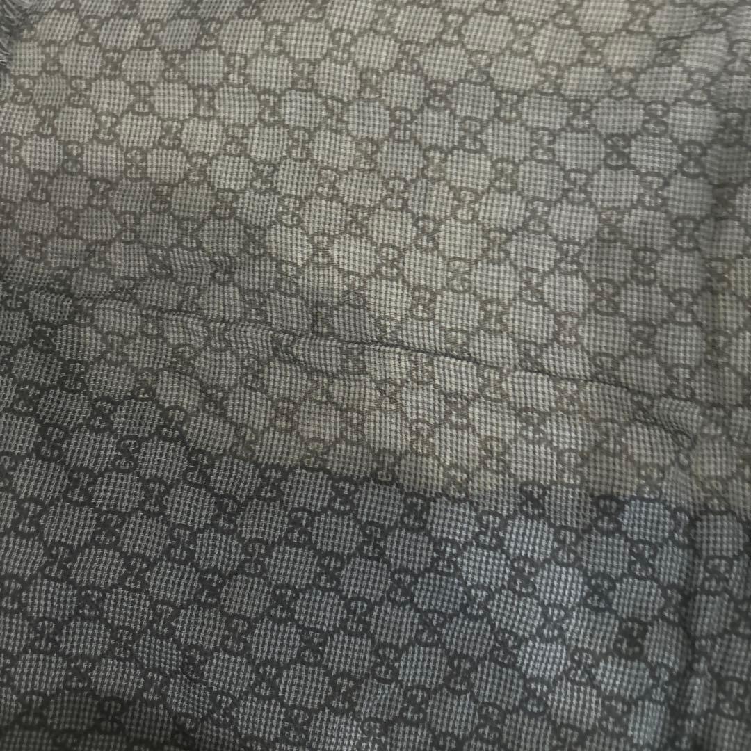 未使用級！グッチ ストール 100×175サイズ　ブルー　GG柄 シルク　ウール