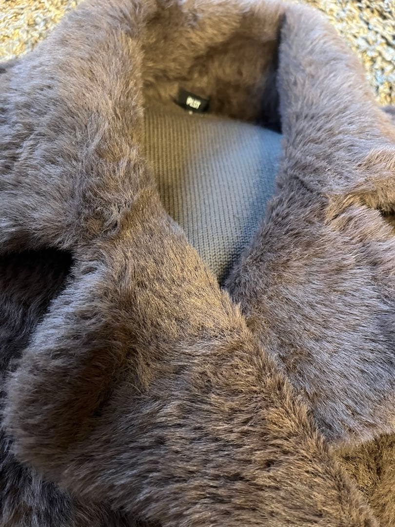 PLST フェザーヤーンニットコート　ブラウン　S