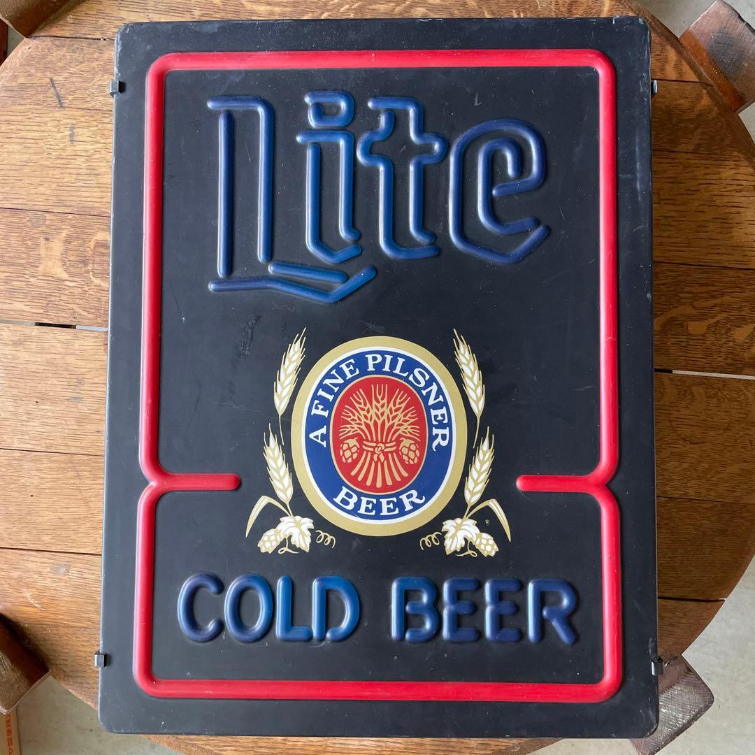80's ヴィンテージ Miller Lite Beer ライトサイン 看板
