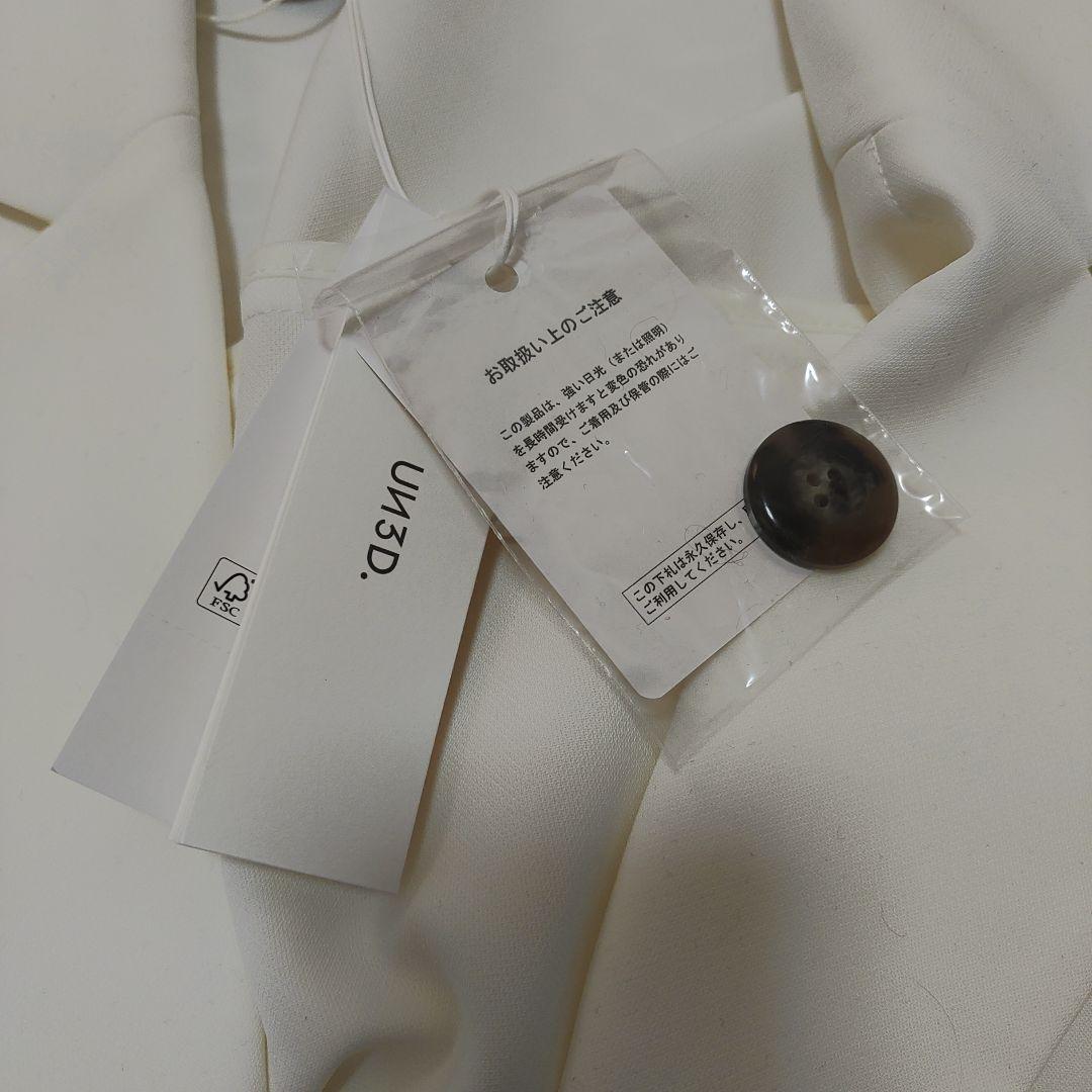 UN3D.　ヘムギャザージャケット　白　アンスリード