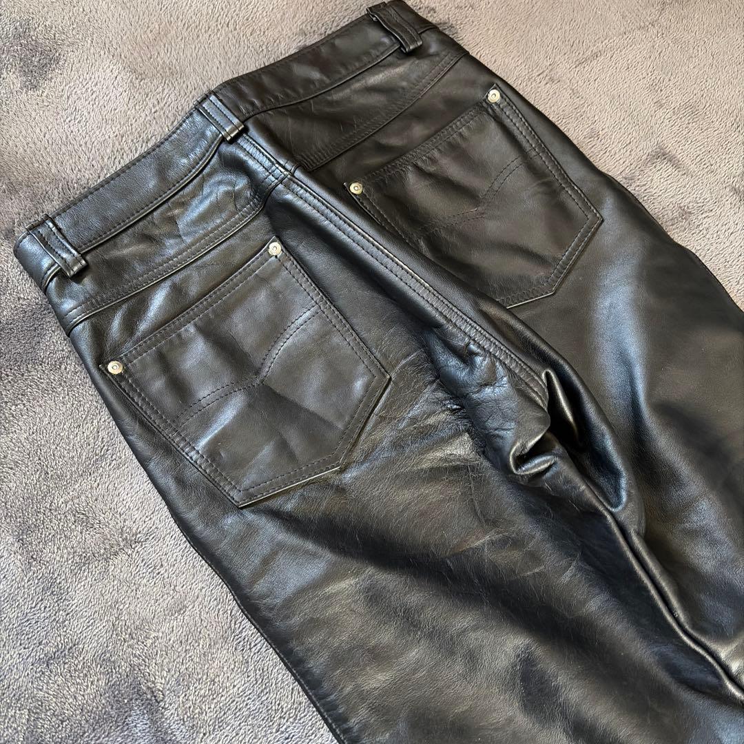 【極美品】ショット　レザーパンツ　牛革　革パン　USA製　ブラック　30