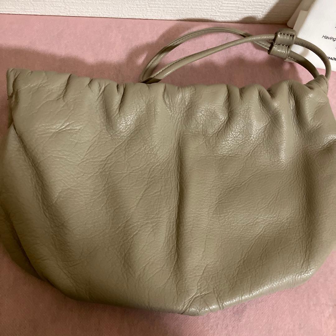 ☆☆お値下げ☆☆ラシット レザー巾着4WAYショルダーバッグ グレージュ