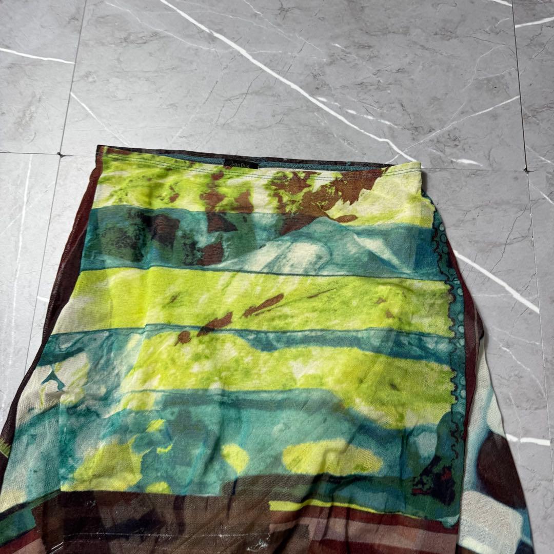 ジャンポールゴルチエ　総柄　パワーネット　スカート　フレア　メッシュ　アーカイブ