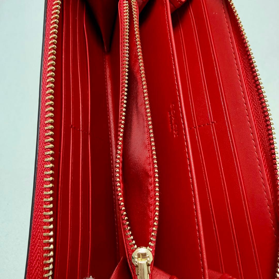 【新品】COACH 長財布 ブラウン/レッド 保存袋付き