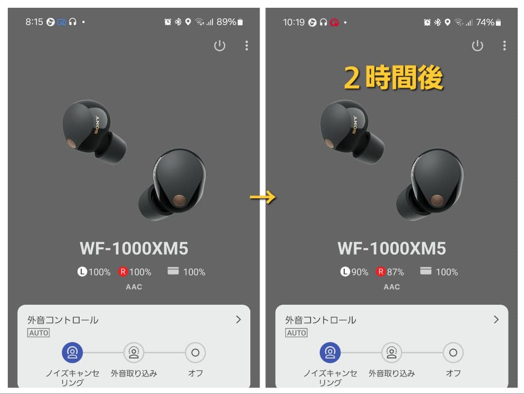 【バッテリー良好】SONY WF-1000XM5 ブラック 左耳
