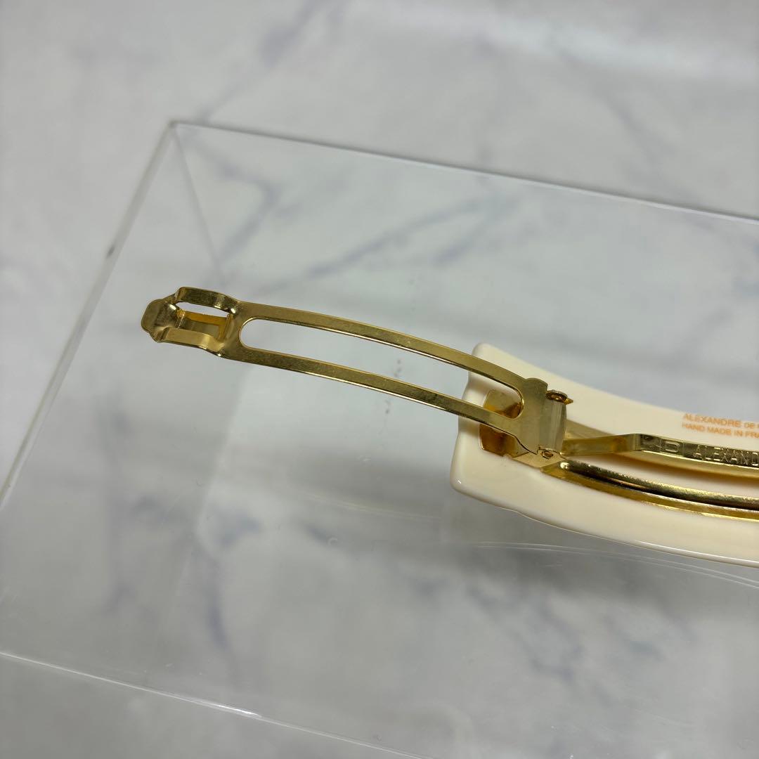 1105 アレクサンドルドゥパリ　バレッタ　ホワイト　傷,汚れあり.