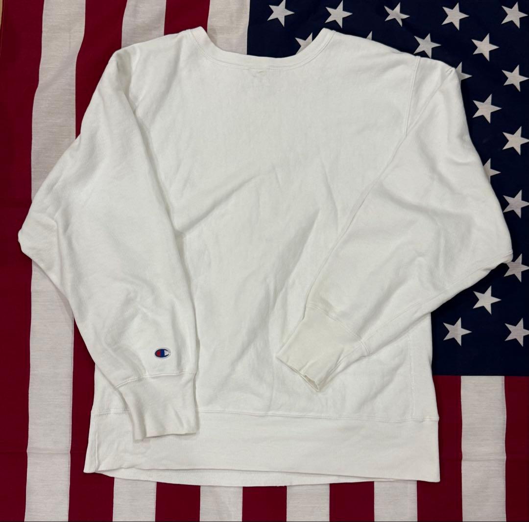 ★90s Champion リバースウィーブ無地 目有り 刺繍タグ白 USA★
