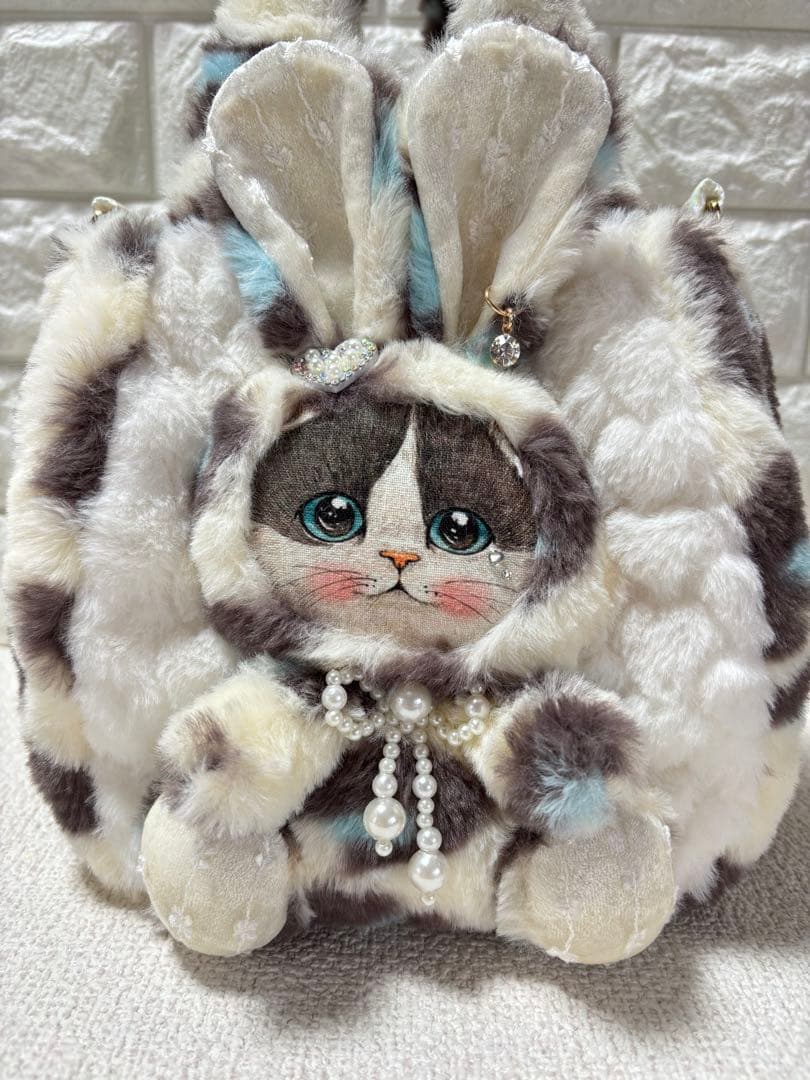 黒*こ様 コヤンイサムチョン　ハンドメイド　ファーバッグ　ハチワレねこちゃん　ヒ